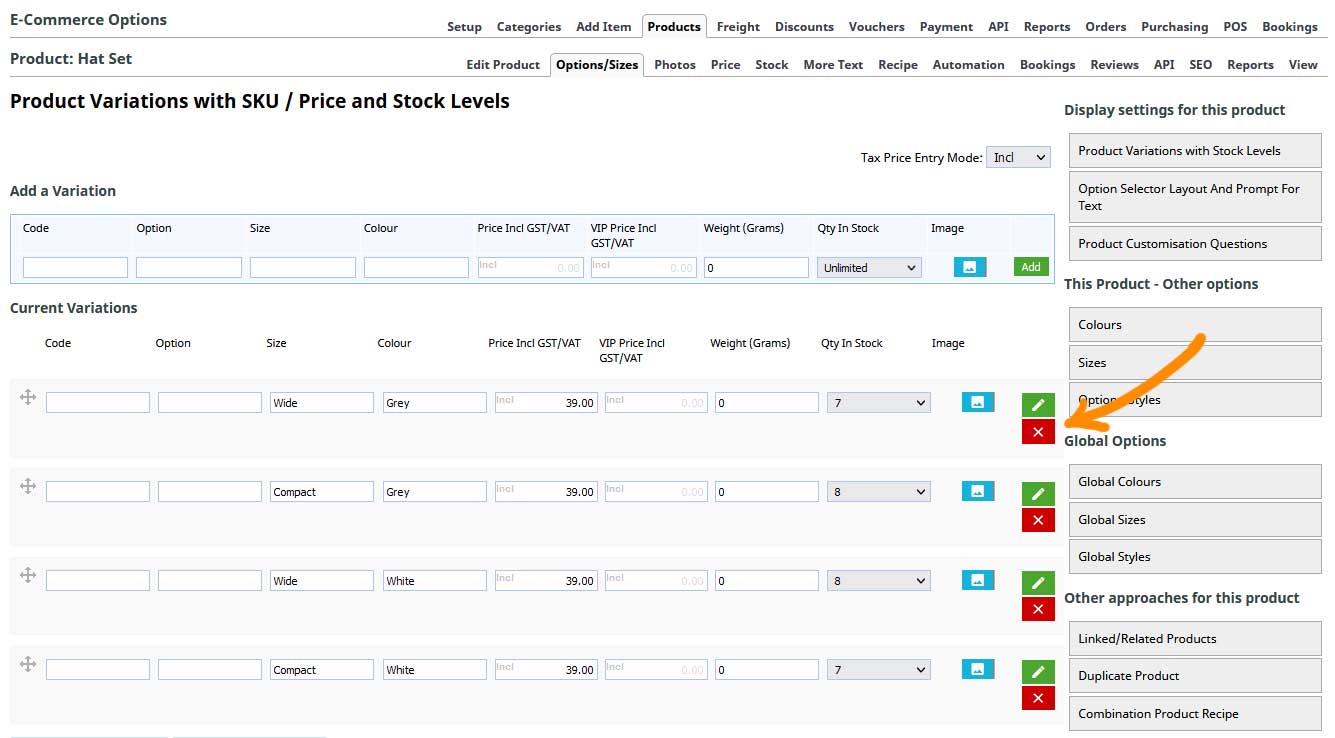 How to delete or edit an existing Product Variation - Product Options ...