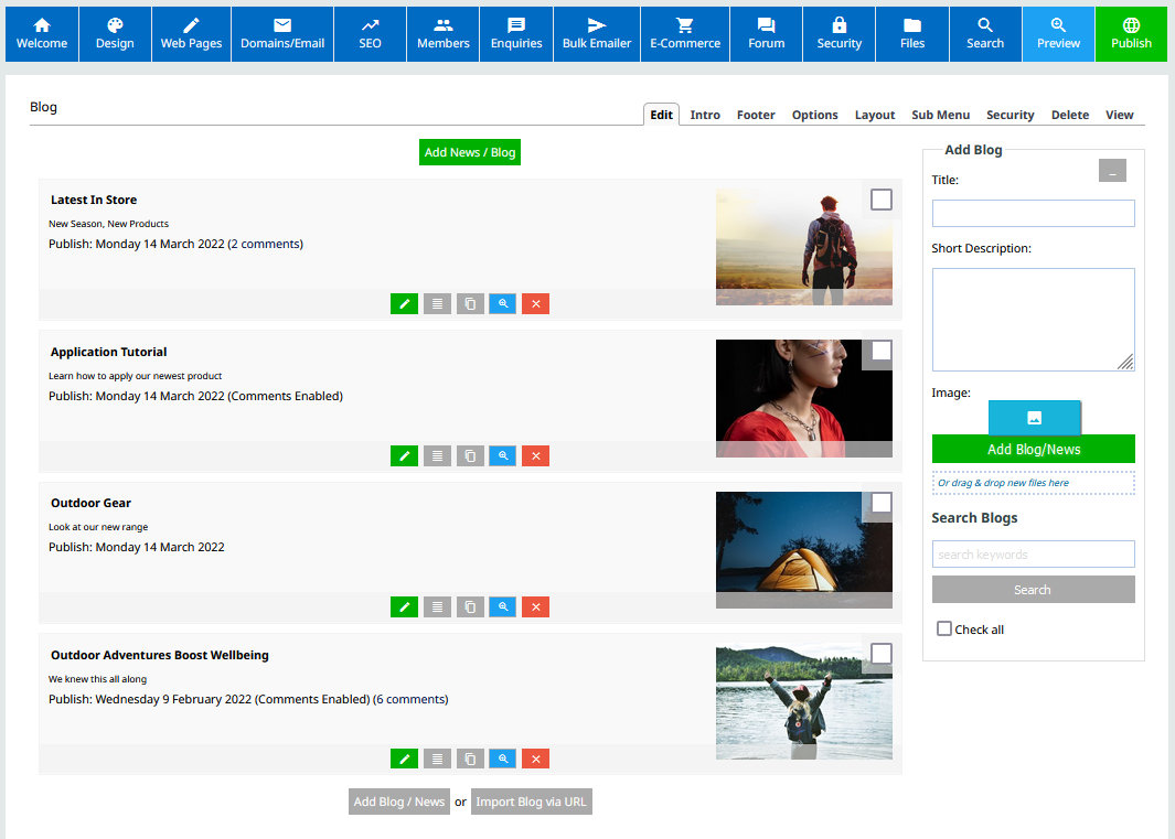 Blog Pages - Information Page Layouts (Blog Gallery, News etc ...
